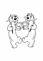 A coloring page of bear in the big blue house